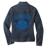 Distressed Retro Baseball Look Party Tailgate Fan Gift Ladies Denim Jacket | Artistshot