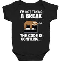 The Code Is Compiling Funny Sloth Programming Nerd Baby Bodysuit | Artistshot