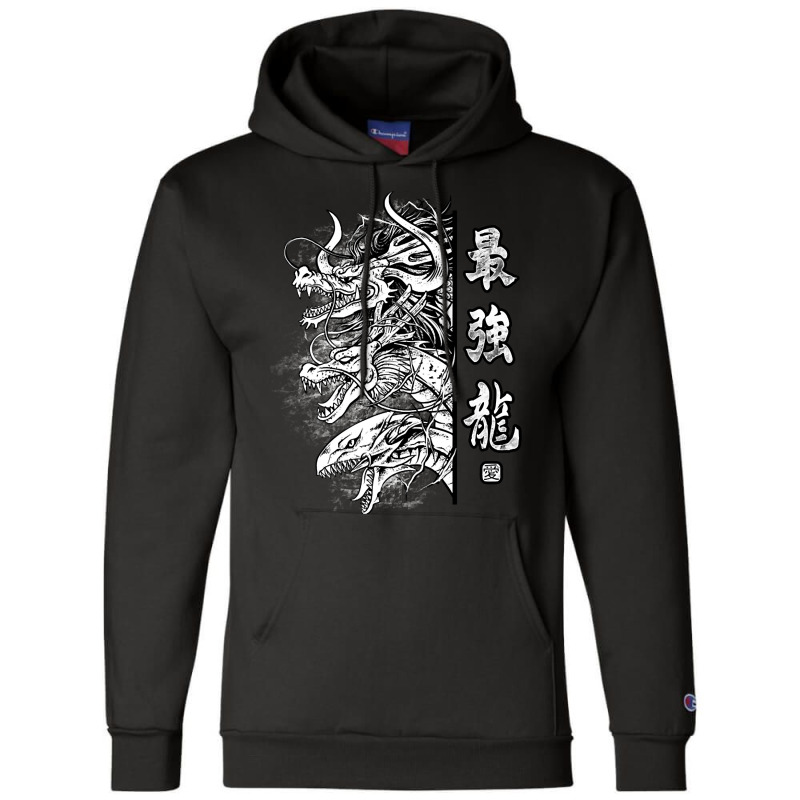 Trio Dragon Bw Champion Hoodie by Kenlofu52 | Artistshot