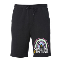 Sunshine And Time Travel Cute Rainbow Graphic For Womens Kids Girls Fleece Short | Artistshot