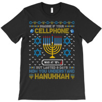 Menorah Cellphone Hanukkah Jewish Ugly Christmas Pajama T-shirt | Artistshot