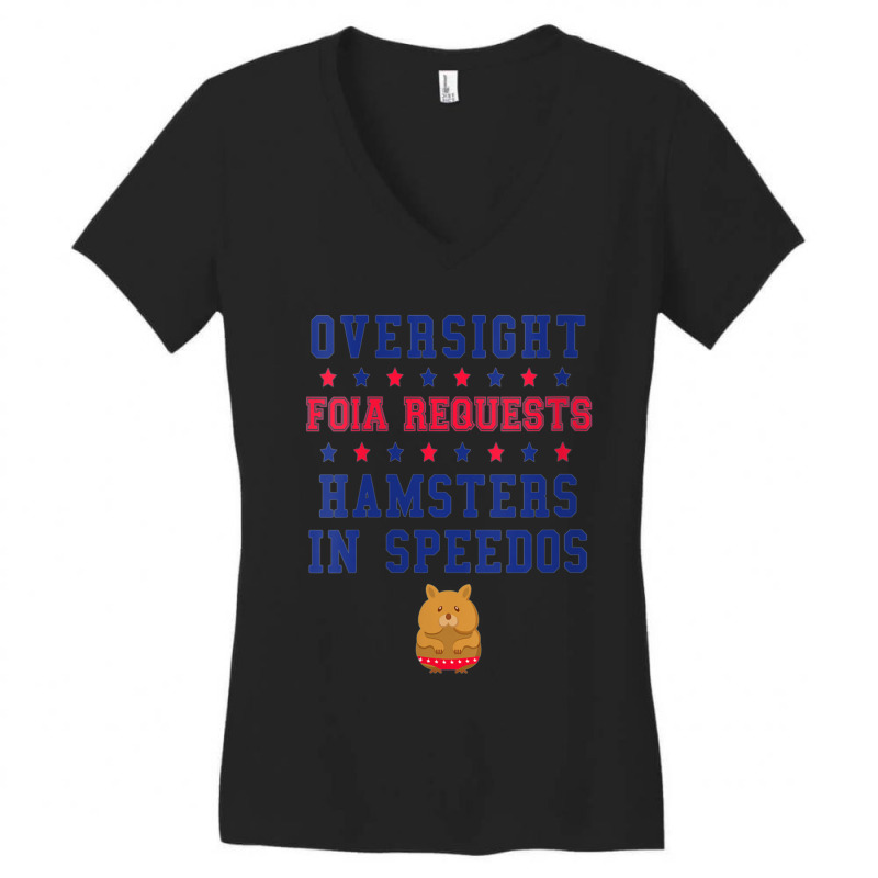 Womens-oversight-foia-requests-hamsters-in-speedos-v-neck Women's V-Neck T-Shirt by cm-arts | Artistshot