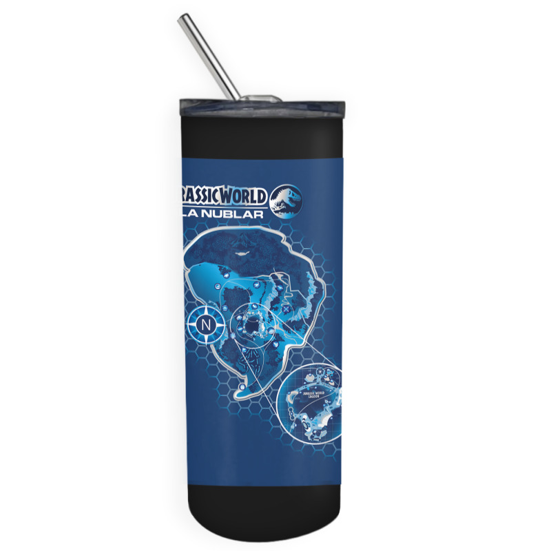 Blue Isla Nublar Map Skinny Tumbler | Artistshot