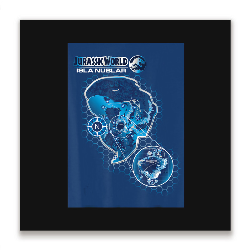 Blue Isla Nublar Map Metal Print Square | Artistshot