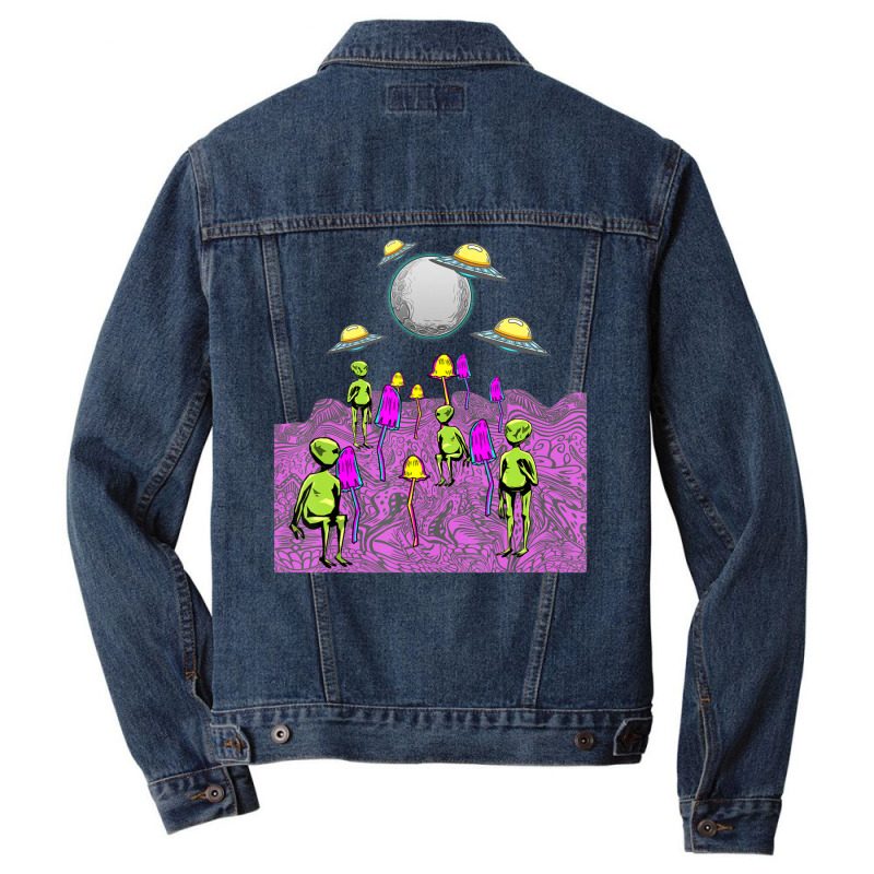 Magic Mushroom Psychedelic Alien Trip Shroom Edm Galaxy Men Denim Jacket | Artistshot