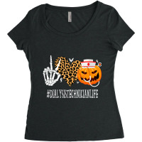 Dialysis Technician Peace Love Pumpkin Halloween Women's Triblend Scoop T-shirt | Artistshot