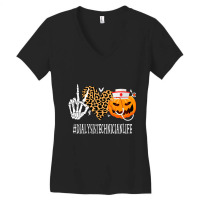 Dialysis Technician Peace Love Pumpkin Halloween Women's V-neck T-shirt | Artistshot