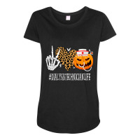 Dialysis Technician Peace Love Pumpkin Halloween Maternity Scoop Neck T-shirt | Artistshot