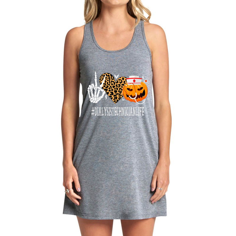 Dialysis Technician Peace Love Pumpkin Halloween Tank Dress by cm-arts | Artistshot