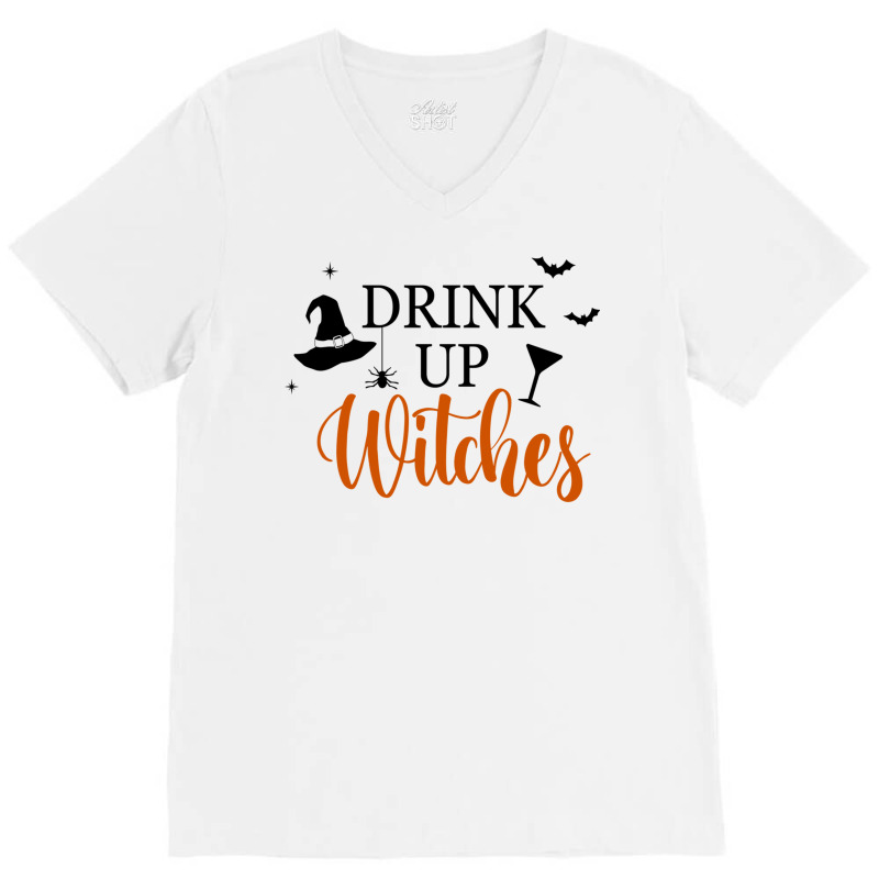 Drink Up Witches Funny Halloween Novelty Fall Holiday Item Long Sleeve V-Neck Tee by cm-arts | Artistshot