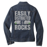 Easily Distracted By Rocks Geology Stone Collector Geologist Ladies Denim Jacket | Artistshot