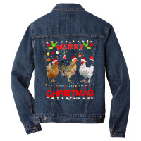 Chicken Cock Design Merry Christmas Chicken For Kids Costume Cute 32 H Men Denim Jacket | Artistshot