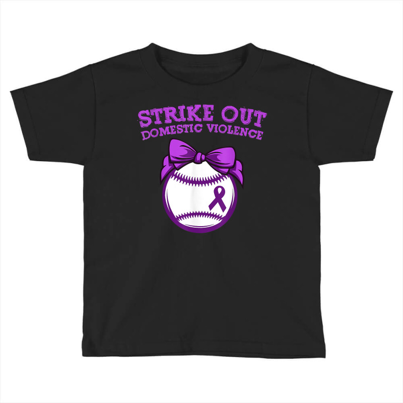 Strike Out Domestic Violence Awareness Baseball Tie Bow T Shirt Toddler T-shirt by cm-arts | Artistshot