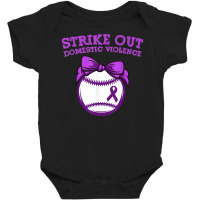 Strike Out Domestic Violence Awareness Baseball Tie Bow T Shirt Baby Bodysuit | Artistshot