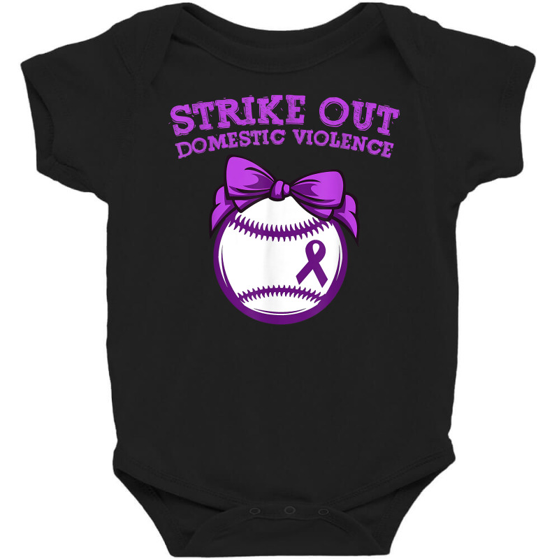 Strike Out Domestic Violence Awareness Baseball Tie Bow T Shirt Baby Bodysuit by cm-arts | Artistshot