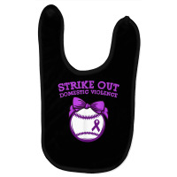 Strike Out Domestic Violence Awareness Baseball Tie Bow T Shirt Baby Bibs | Artistshot