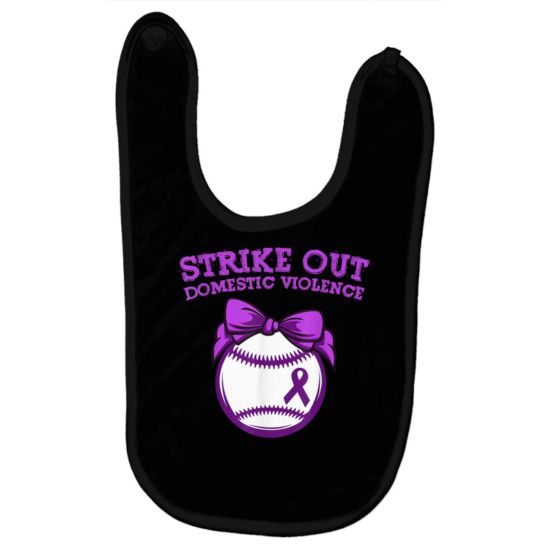 Strike Out Domestic Violence Awareness Baseball Tie Bow T Shirt Baby Bibs by cm-arts | Artistshot