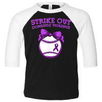 Strike Out Domestic Violence Awareness Baseball Tie Bow T Shirt Toddler 3/4 Sleeve Tee | Artistshot