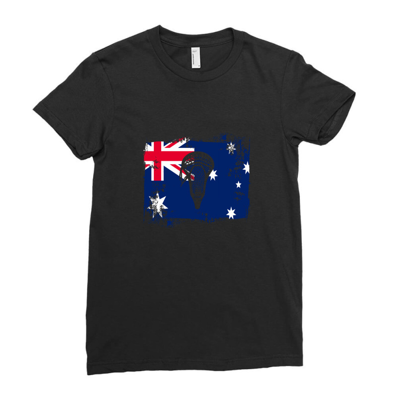 Lacrosse Flag With Stickhead - Australia Ladies Fitted T-Shirt by WesleyCopenheaver | Artistshot