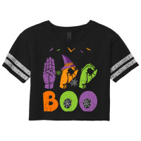 Boo Hands American Sign Language Pride Asl Halloween Long Sleeve T Shi Scorecard Crop Tee | Artistshot