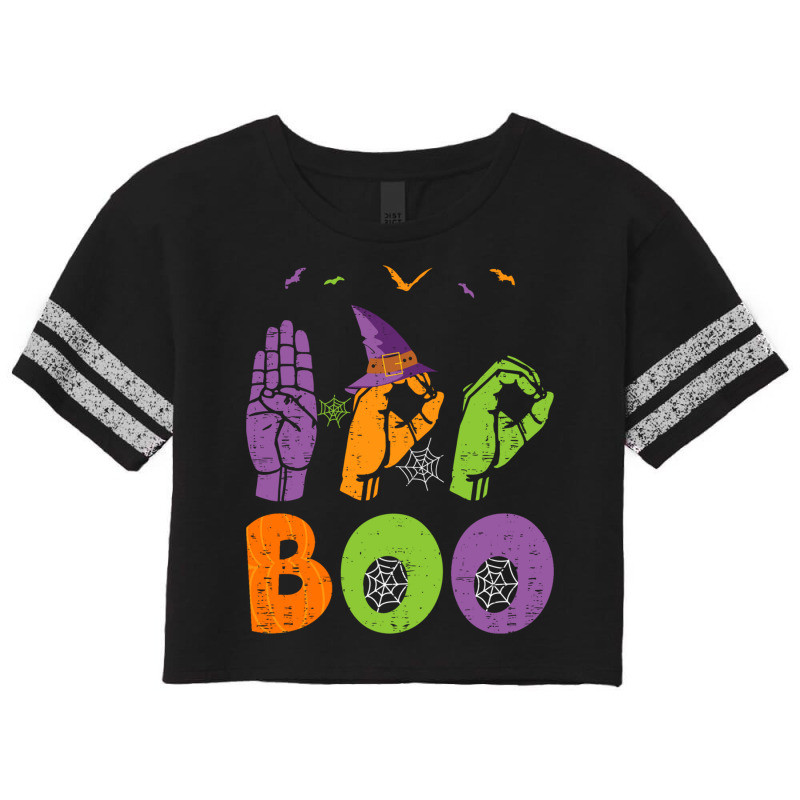 Boo Hands American Sign Language Pride Asl Halloween Long Sleeve T Shi Scorecard Crop Tee by cm-arts | Artistshot