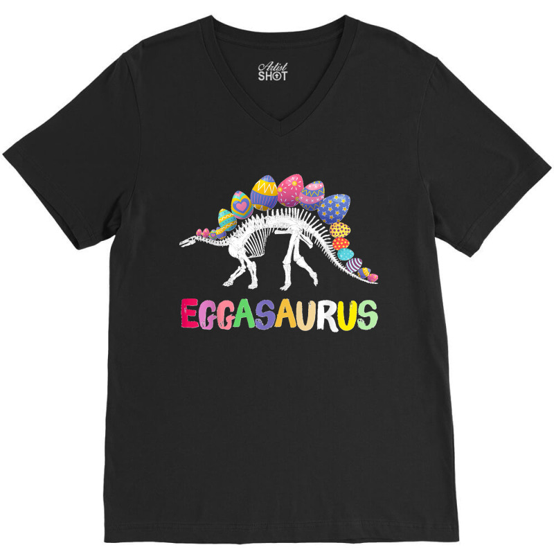 Funny Eggasaurus Stegosaurus Egg Dinosaur Happy Easter Day V-neck Tee | Artistshot