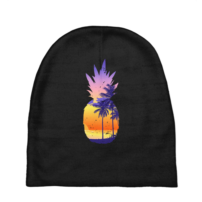 Beach Vibes T  Shirt Vintage Pineapple Sunset Surf Aloha Beach T  Shir Baby Beanies | Artistshot