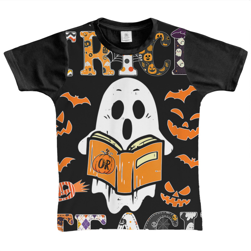 Cute Ghost Book Reading Trick Or Teacher Halloween Costume Graphic Youth T-shirt | Artistshot