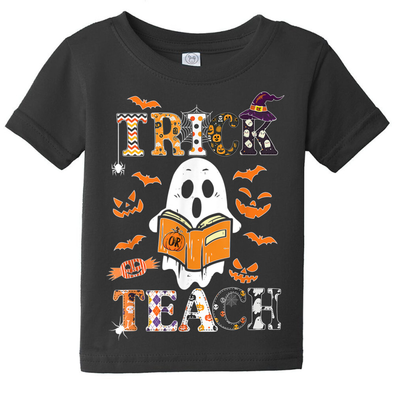 Cute Ghost Book Reading Trick Or Teacher Halloween Costume Baby Tee | Artistshot