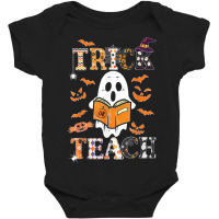 Cute Ghost Book Reading Trick Or Teacher Halloween Costume Baby Bodysuit | Artistshot