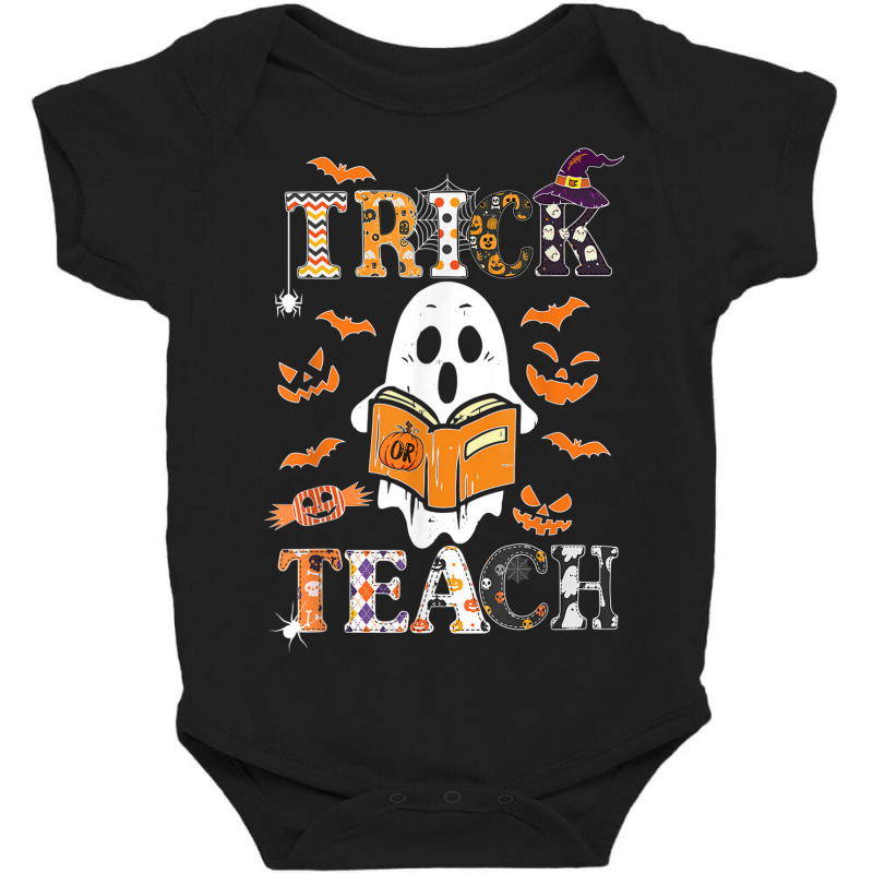 Cute Ghost Book Reading Trick Or Teacher Halloween Costume Baby Bodysuit | Artistshot