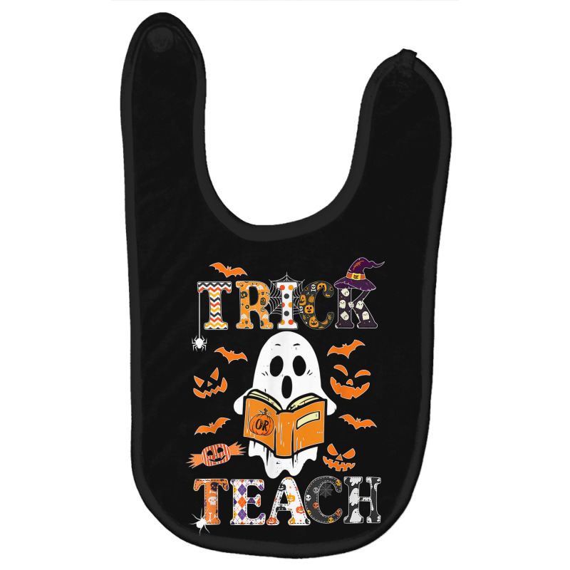 Cute Ghost Book Reading Trick Or Teacher Halloween Costume Baby Bibs | Artistshot