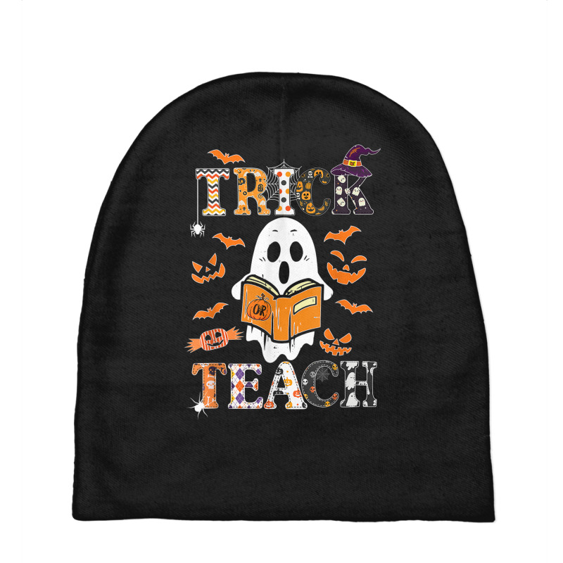 Cute Ghost Book Reading Trick Or Teacher Halloween Costume Baby Beanies | Artistshot