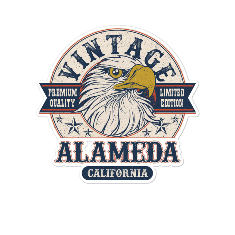 Retro Bald Eagle Alameda California Vintage Limited Edition Sticker By
