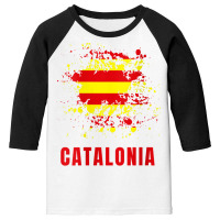 Womens Catalonia Retro Vintage Watercolors Sport Catalan Flag V Neck T Youth 3/4 Sleeve | Artistshot