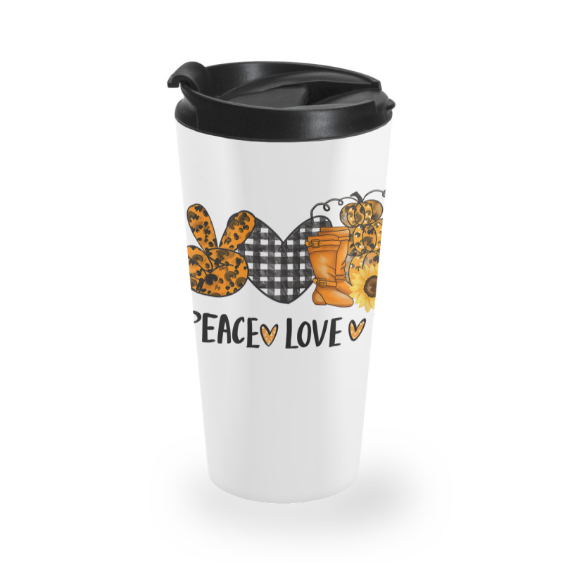 Love Peace Fall Halloween Pumpkin Emotions Smiling Costume Travel Mug | Artistshot