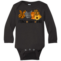 Love Peace Fall Halloween Pumpkin Emotions Smiling Costume Long Sleeve Baby Bodysuit | Artistshot