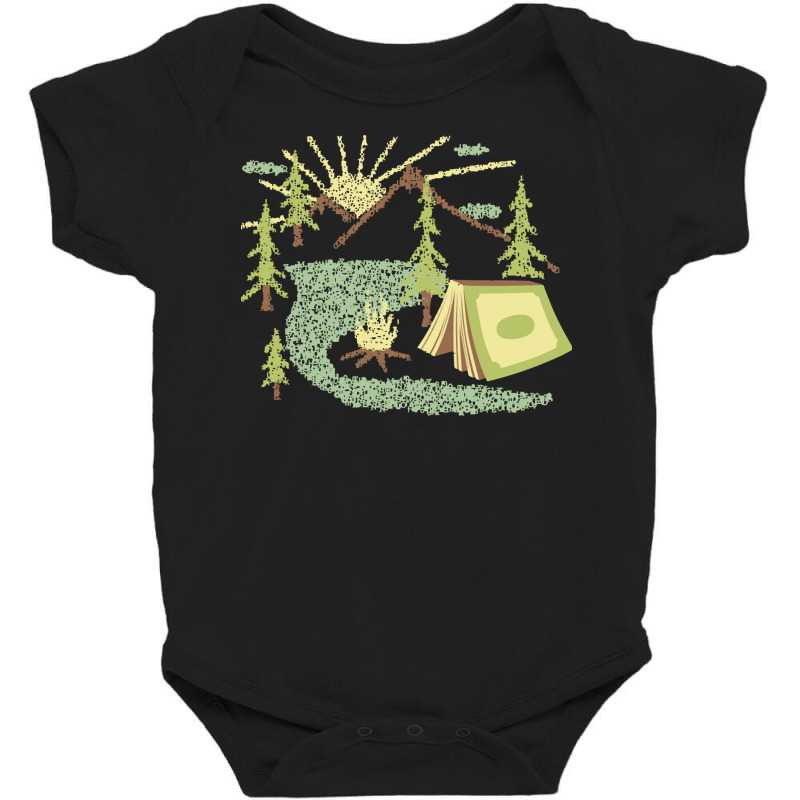 Camping T  Shirt Camping Inside A Book I Love To Read Illustration Mad Baby Bodysuit | Artistshot