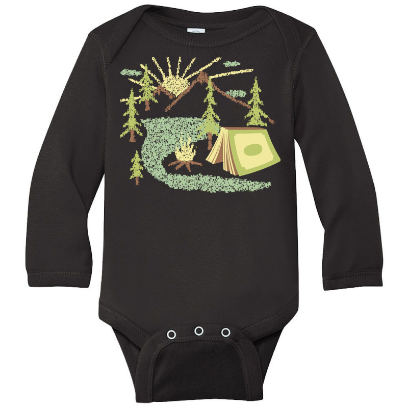 Camping T  Shirt Camping Inside A Book I Love To Read Illustration Mad Long Sleeve Baby Bodysuit | Artistshot