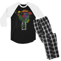 Womens Floral Design, In A Field Of Roses, Be A Wildflower Men's 3/4 Sleeve Pajama Set | Artistshot