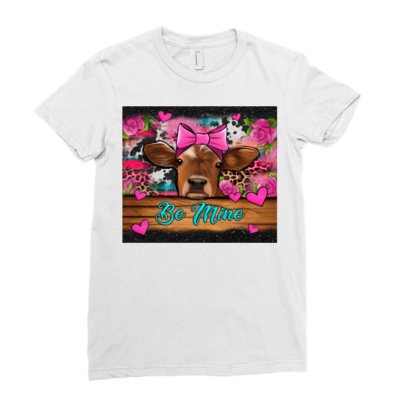 Be Mine Valentine's Day Cow Ladies Fitted T-Shirt by Jasminsmagicworld | Artistshot