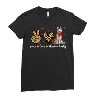 Peace Love Siberian Husky Leopard Fall Autumn Thanksgiving Ladies Fitted T-shirt | Artistshot