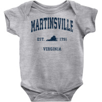 Martinsville Virginia Va Vintage Athletic Navy Sports Design Long Slee Baby Bodysuit | Artistshot