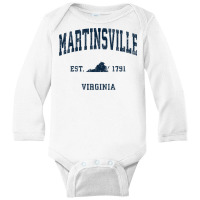 Martinsville Virginia Va Vintage Athletic Navy Sports Design Long Slee Long Sleeve Baby Bodysuit | Artistshot