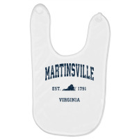 Martinsville Virginia Va Vintage Athletic Navy Sports Design Long Slee Baby Bibs | Artistshot