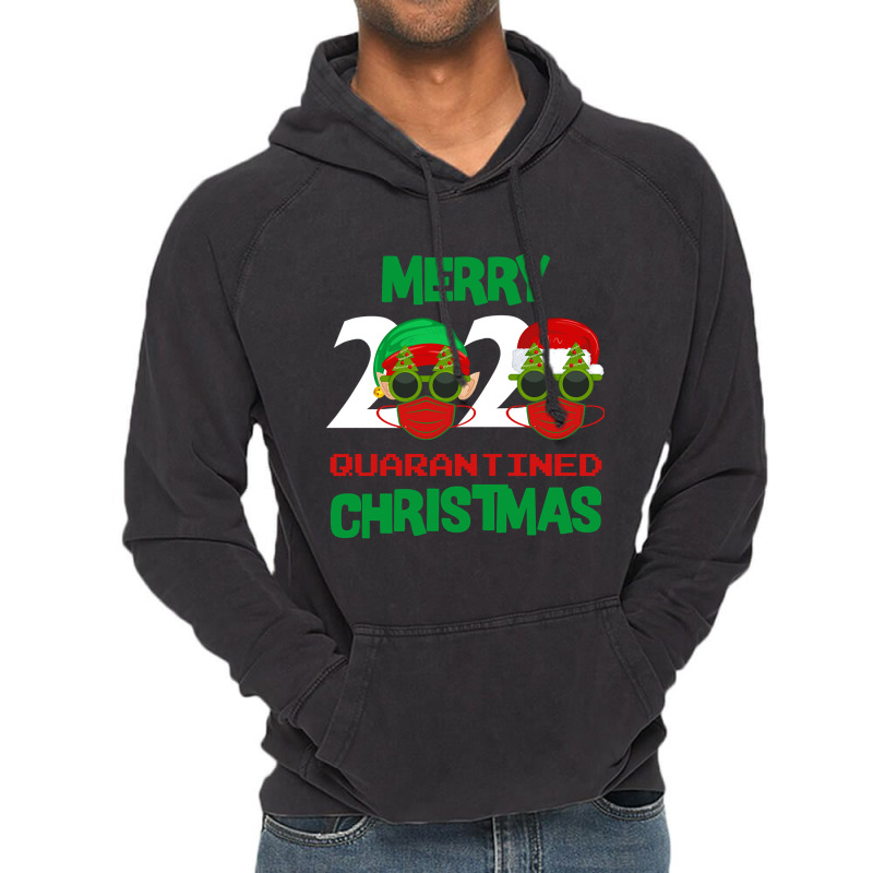 Merry Quarantine Christmas 2020 Masked Elf Santas Vintage Hoodie | Artistshot