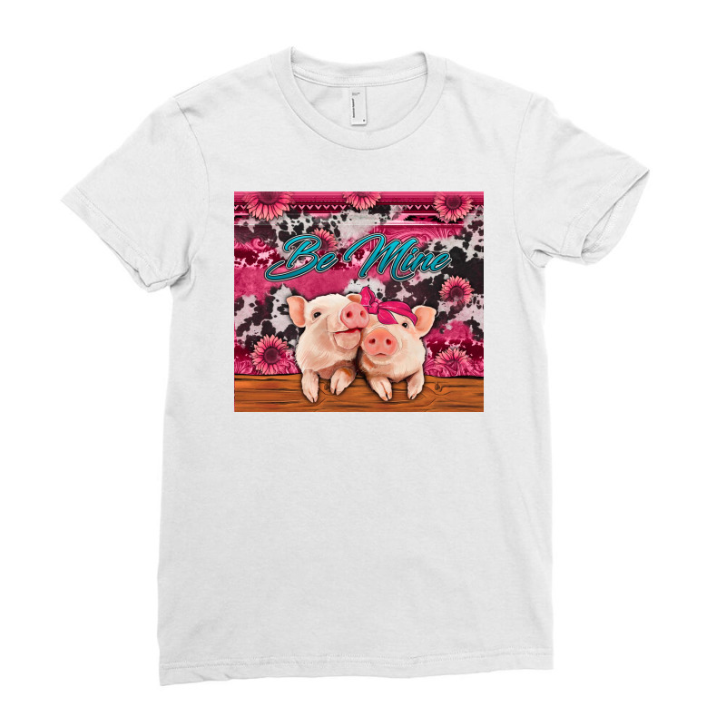 Be Mine Valentine's Day Pigs Ladies Fitted T-Shirt by Jasminsmagicworld | Artistshot