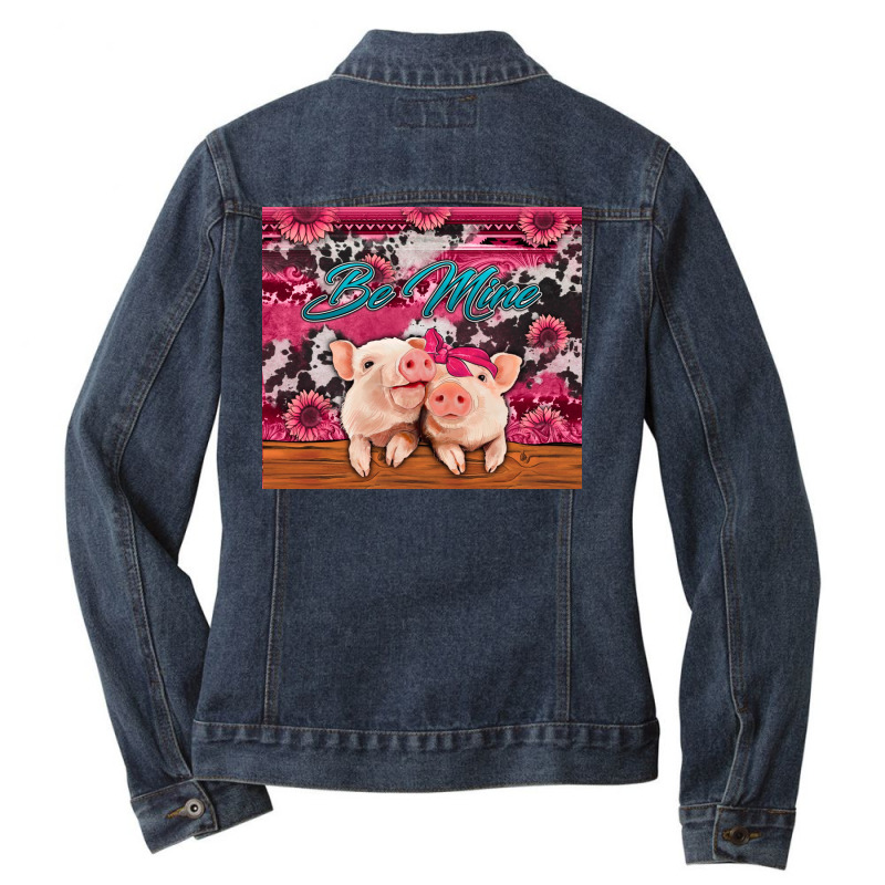 Be Mine Valentine's Day Pigs Ladies Denim Jacket by Jasminsmagicworld | Artistshot