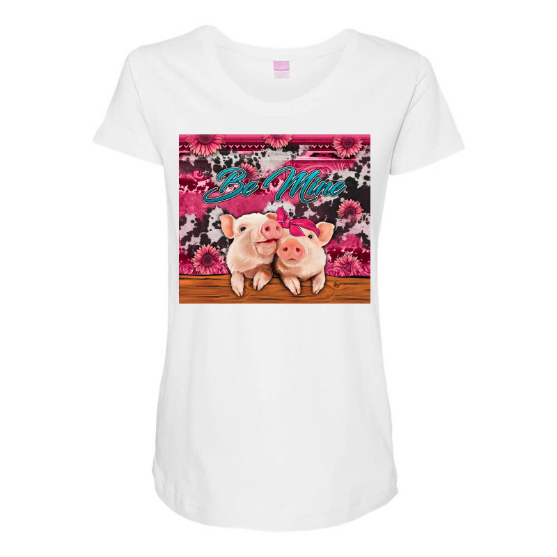 Be Mine Valentine's Day Pigs Maternity Scoop Neck T-shirt by Jasminsmagicworld | Artistshot