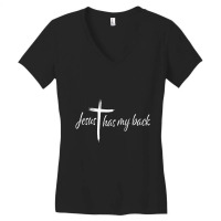 Cross Jesus Has My Back Christian Worshiper Religious Saying Women's V-neck T-shirt | Artistshot